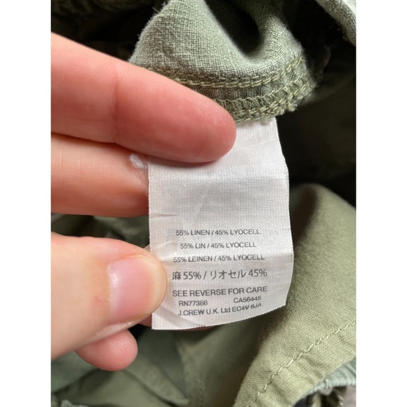 J Crew Pants Womens 10 Olive Woven Ankle Military Army Earthy Minimal Elastic - Picture 8 of 9
